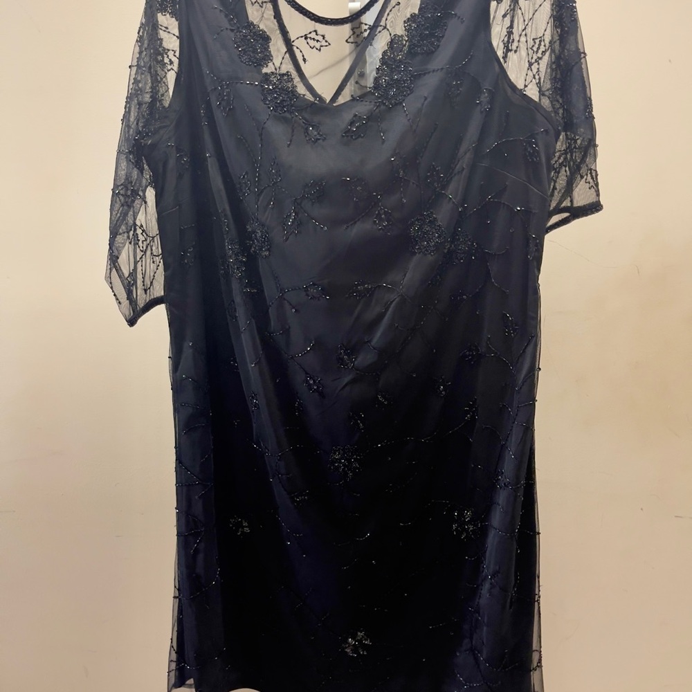 Roaman's Plus size Black Midi Dress.